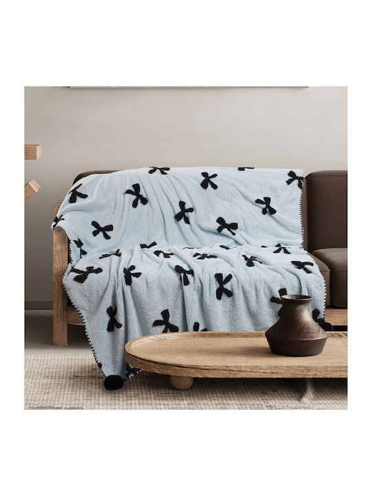 Das Home 1380 Fleece Sofa Blanket 130x170cm Light Blue