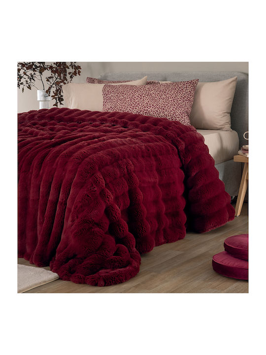 Palamaiki Heather Furry Single Blanket 160x220cm Burgundy