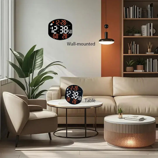 Digital Wall Clock Black