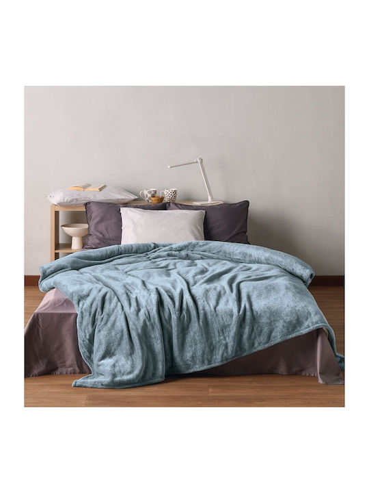 Kentia Yolanda Velvet Blanket King Size 260x240cm Denim