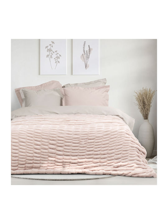 Nima Mossy Κουβέρτα Sherpa Υπέρδιπλη 220x240εκ. Light Pink