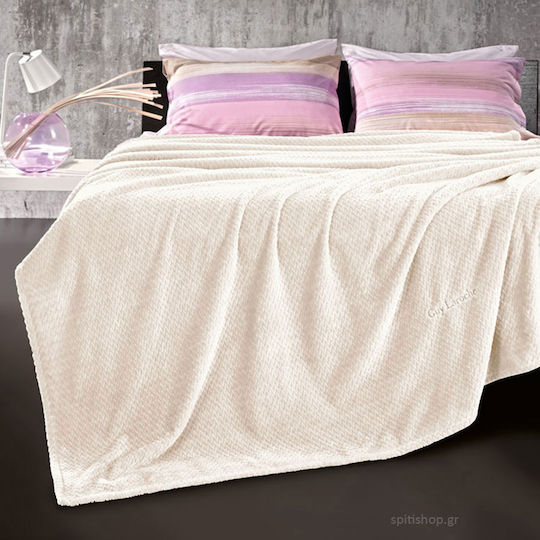 Guy Laroche Rombus Fleece Blanket Single 160x220cm Ecru