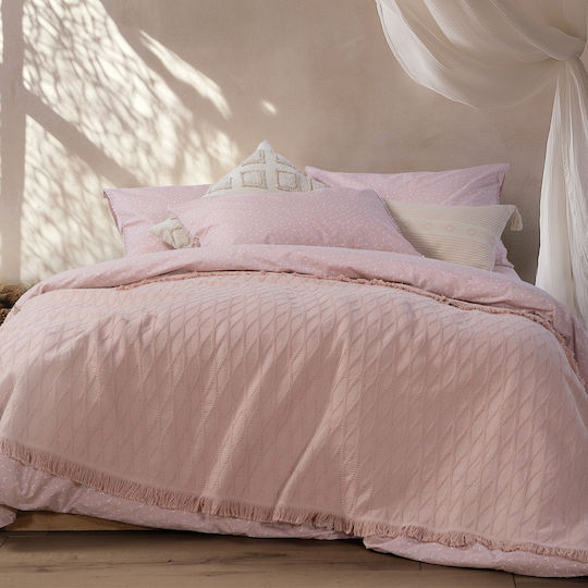 Nef-Nef Homeware Outlast Κουβέρτα Πικέ Υπέρδιπλη με Κρόσσια 230x240εκ. Rose