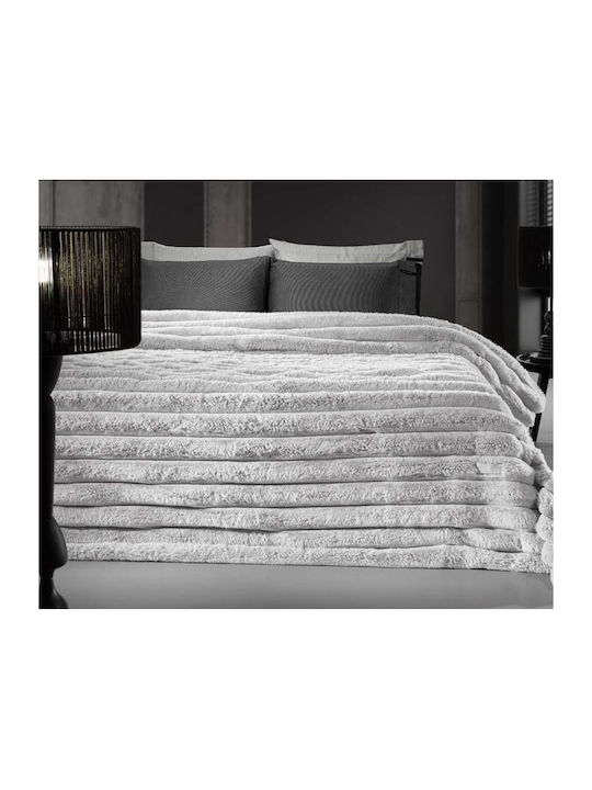 Guy Laroche St.moritz Furry Blanket King Size 260x240cm Silver
