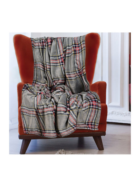 Das Home 1362 Decke Fleece Couch 130x170cm Grau Rot