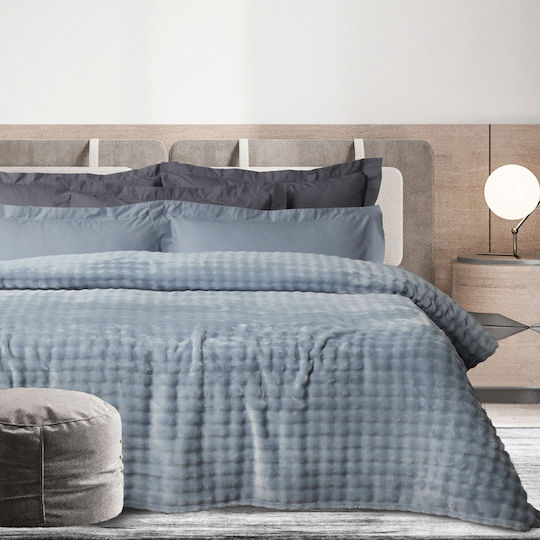 Das Home 1371 Κουβέρτα Fleece Υπέρδιπλη 220x240εκ. Light Blue