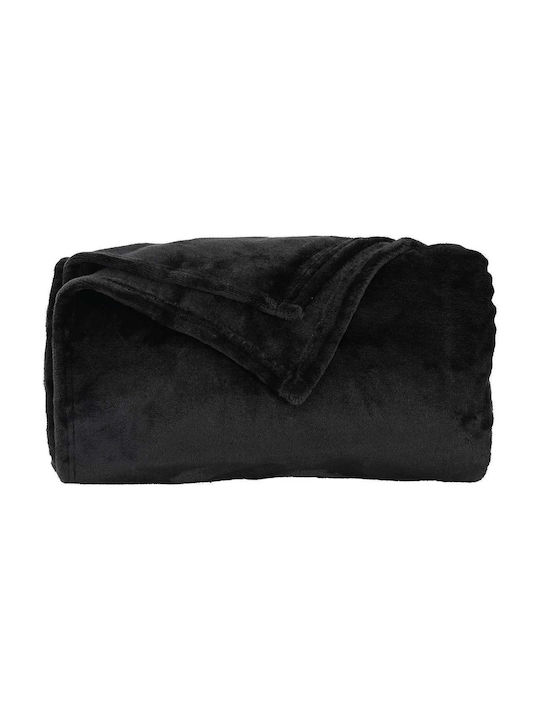 vidaXL Κουβέρτα Fleece Μονή 150x200εκ. Μαύρο 42016778