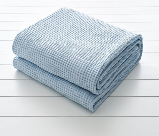 Vesta Home Pique Blanket Super King 230x250cm Light Blue