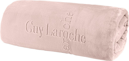 Guy Laroche Logo Pătură Catifea Simplă 160x220 cm Pudră