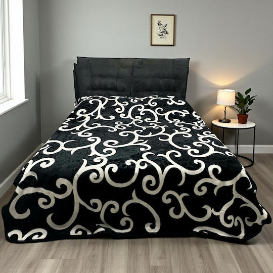 Olia Home Velvet Double Blanket 220x240cm Black