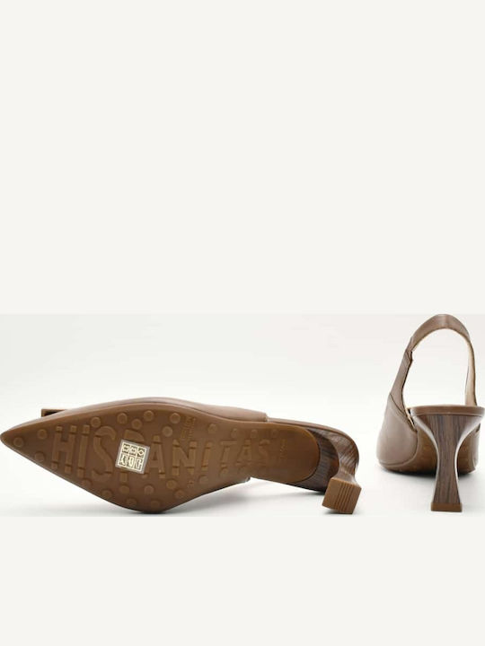 Leather Heels with Medium Heel Brown