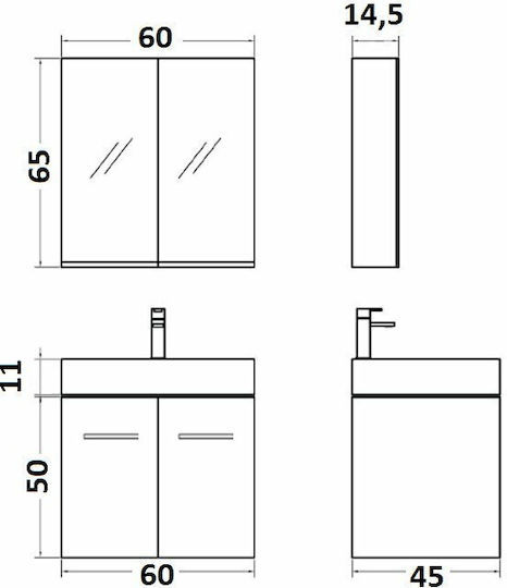 Orabella Amabile Bathroom Vanity Unit With Sink With Light Melamine Wood Colour 101orb