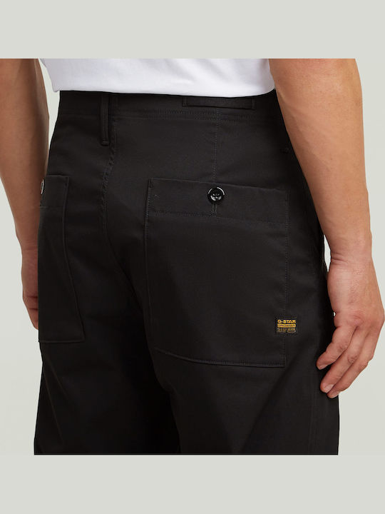 Pleated Παντελόνι Chino σε Relaxed Εφαρμογή Μαύρο