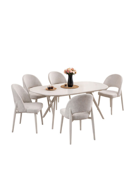 Сет Маси и Столове Traverter Бял Модерен 170x90x75см