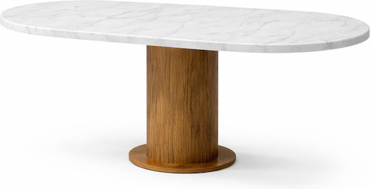 Bohem Dining Set Brown Metal Chairs Marble With White Design 170x90x75cm