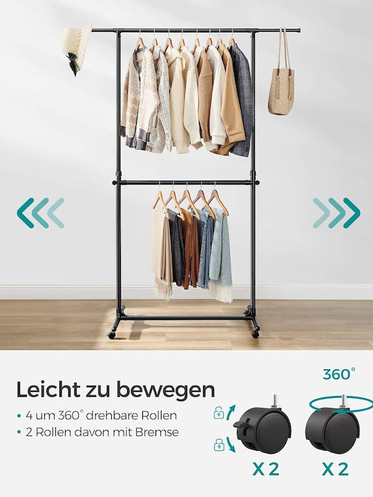 Songmics Rolling Garment Rack Floor Standing Metal Black