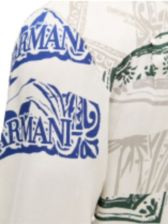 Short Sleeve Shirt in Regular Fit Ecru Blue Cigar