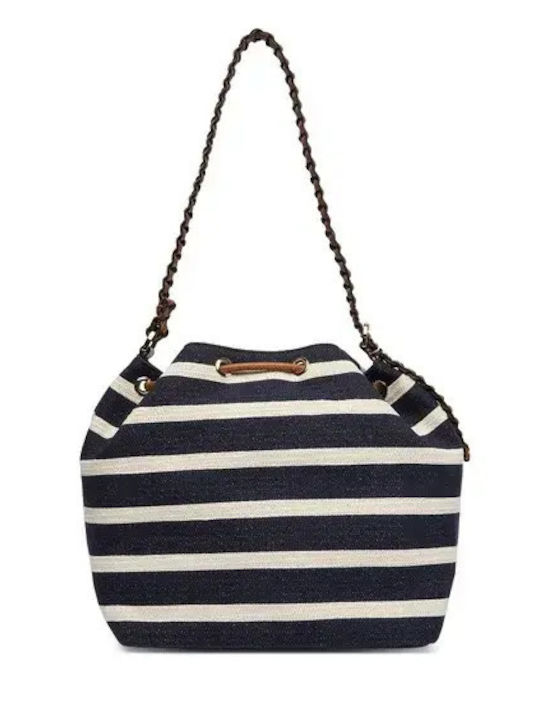 Stripe Fabric Women's Shoulder Bag Blue