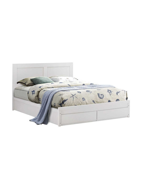 Capri Κρεβάτι Διπλό Ξύλινο Λευκό για Στρώμα 150x200cm
