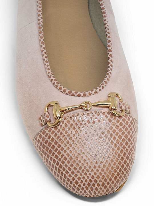 Damen Ballerinas Aus Leder In Rosa Farbe