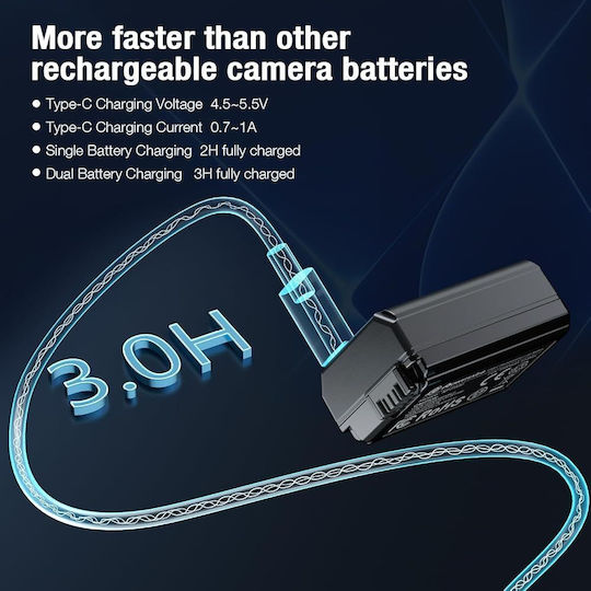 Powerextra Np-fw50 1500mah Battery Type-c Fast Charging Compatible Sony