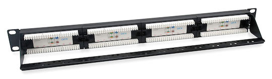 Powertech Patch Panel Unshielded για Rack 1U 19" 24 Θυρών cat6 Μαύρο