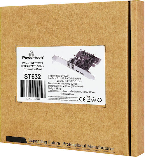 Powertech Карта PCIe към USB 3.0 порт