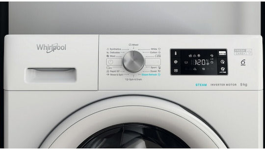 Whirlpool Πλυντήριο Ρούχων 9kg με Τεχνολογία Ατμού 1400 Στροφών 6th Sense FFB 9469 WV EE