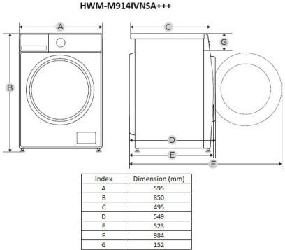 Heinner Πλυντήριο Ρούχων 9kg 1400 Στροφών Ασημί HWM-M914IVNSA+++