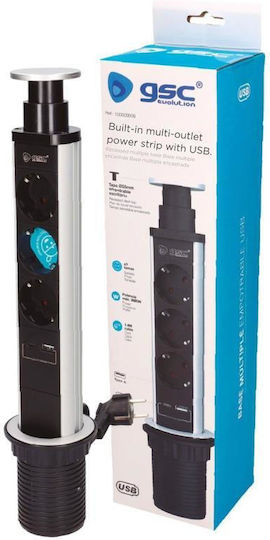 GSC Πολύπριζο 3 Θέσεων με USB-A, USB-C, Διακόπτη και Καλώδιο 1.4m