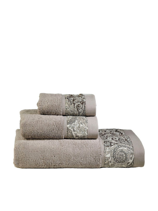 Down Town Home Σετ Πετσέτες Μπάνιου 3τμχ Bombay Brown 834 Βάρους 600gr/m²