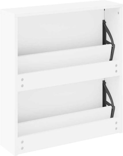 Holz Schuhschrank mit 2 Regalen Weiß L63xW17xH67cm