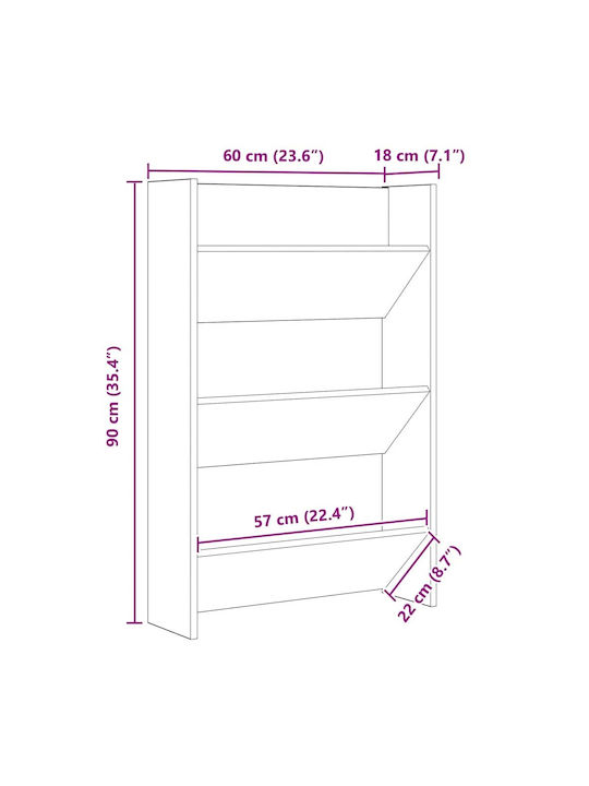 Holz Schuhschrank 60x18x60cm