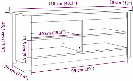 Παπουτσοθήκη από Μασίφ Ξύλο 110x38x45.5cm