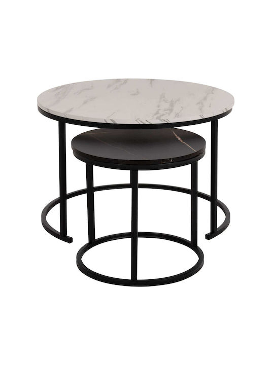 Set Zigon Rotund Din Lemn Negru 2 Buc M80xL80xÎ48cm