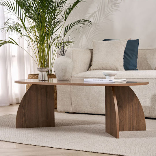 Οβάλ Κεντρικό Τραπεζάκι Melina από Μασίφ Ξύλο Venezia Walnut Μ120xΠ60xΥ40εκ.