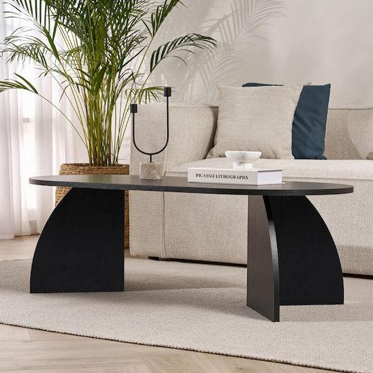 Οβάλ Κεντρικό Τραπεζάκι Melina από Μασίφ Ξύλο Wood Black Μ120xΠ60xΥ40εκ.