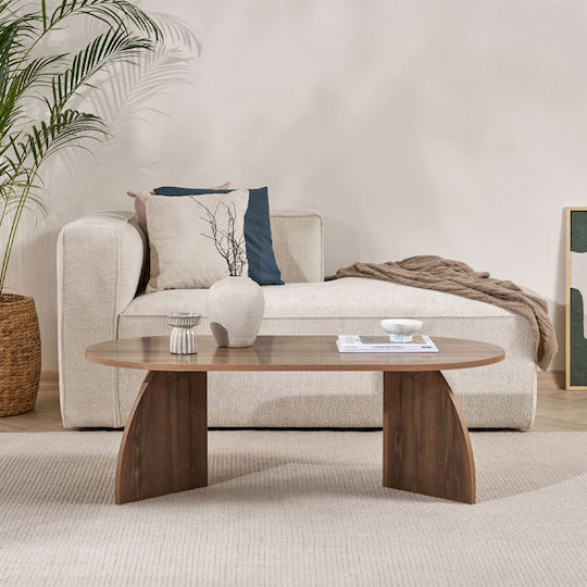 Οβάλ Κεντρικό Τραπεζάκι Melina από Μασίφ Ξύλο Venezia Walnut Μ120xΠ60xΥ40εκ.