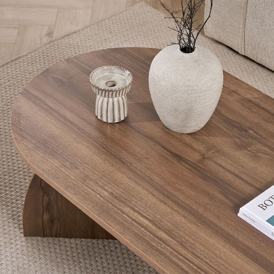 Οβάλ Κεντρικό Τραπεζάκι Melina από Μασίφ Ξύλο Venezia Walnut Μ120xΠ60xΥ40εκ.