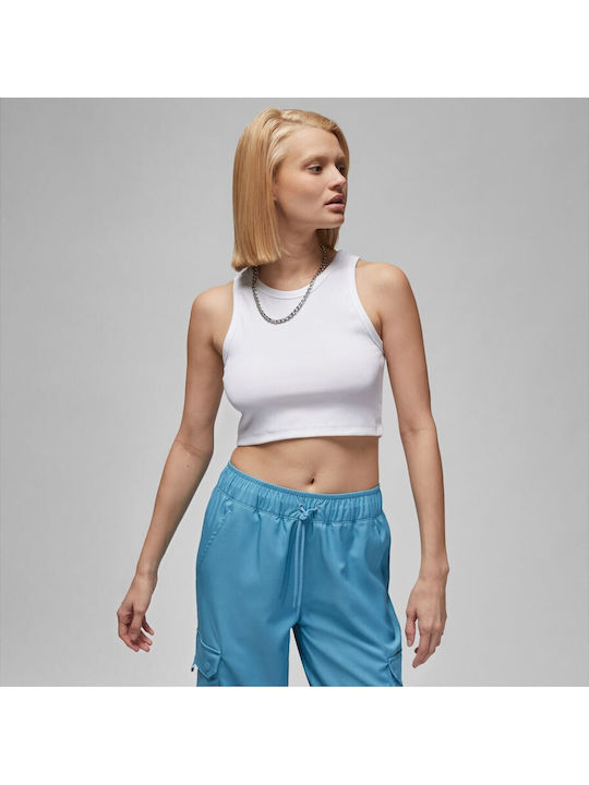 Jumpman Women's Crop Top Cotton Sleeveless White