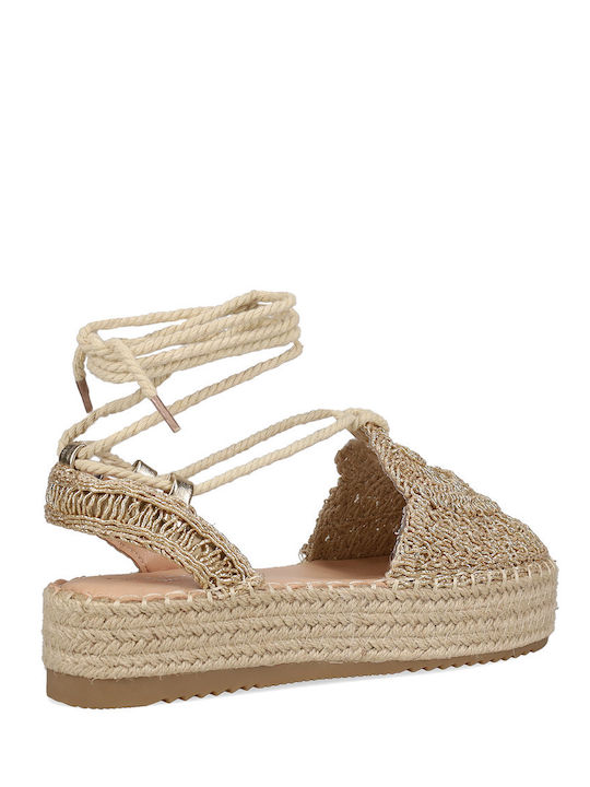 Sommer Damenplattformen in Stil Espadrilles Beige