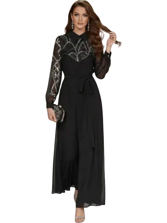Maxi Dress for Wedding Christening with Tulle Black