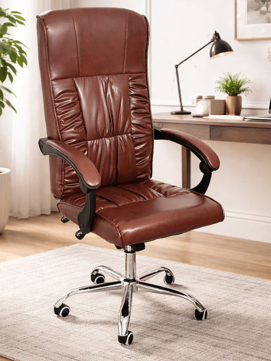 Executive Reclining Office Chair with Fixed Arms Coffee