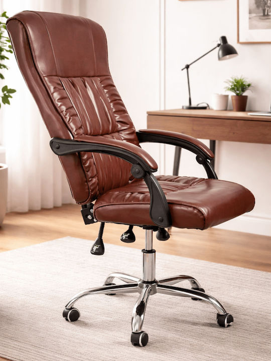 Executive Reclining Office Chair with Fixed Arms Coffee