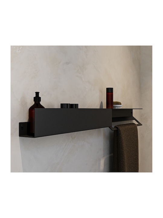 Verdi Wall Mounted Bathroom Shelf Metallic 10x10x27cm Grey