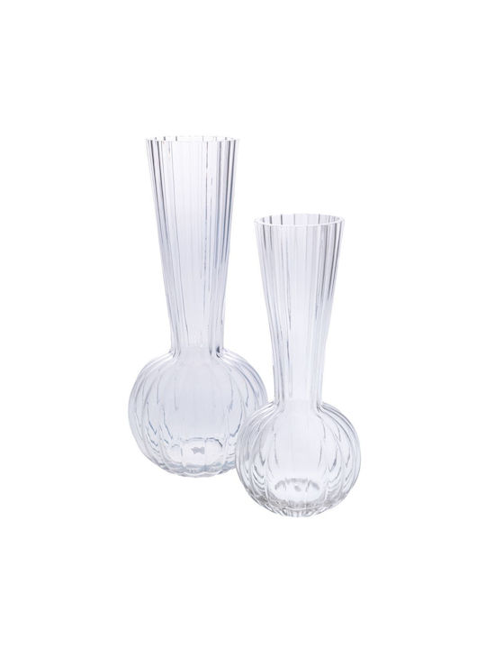 Transparent Glass Vase Tall Neck Φ14x33cm