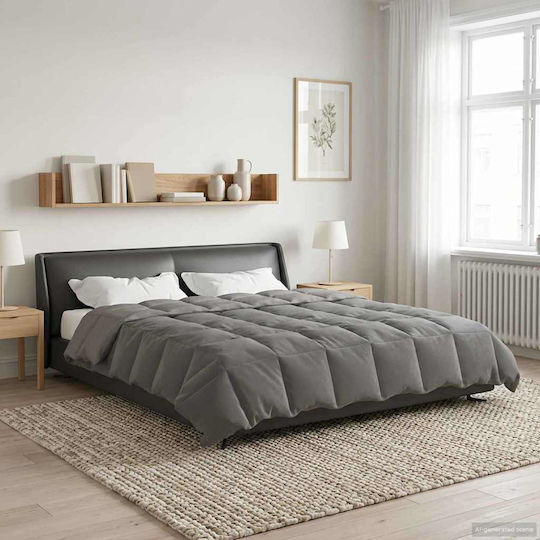 vidaXL Set Duvet Cover 200x200cm Double with 2 Pillowcases Light Grey