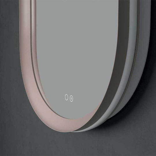 Imex Oval Badezimmerspiegel LED aus Metall 50x90cm Braune
