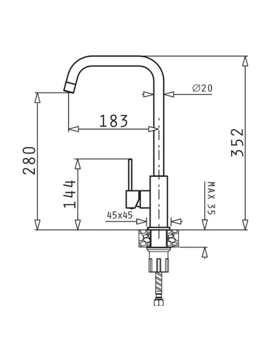 Pyramis Adelita Beige Kitchen Counter Faucet