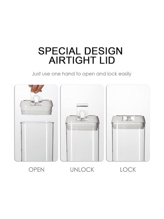 Set 7 Bucăți Vaze pentru Zahăr / Cereale / Paste / Cafea / Ceai cu Capac Ermetic Plastic Transparent